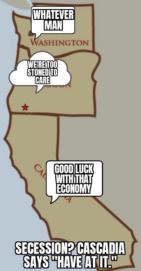  California, Oregon and Washington or the Independent country of Cascadia